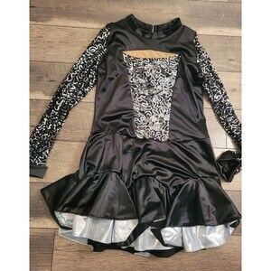 Revolution Dancewear Dance Ice Skating Costume Girls Black XXLA